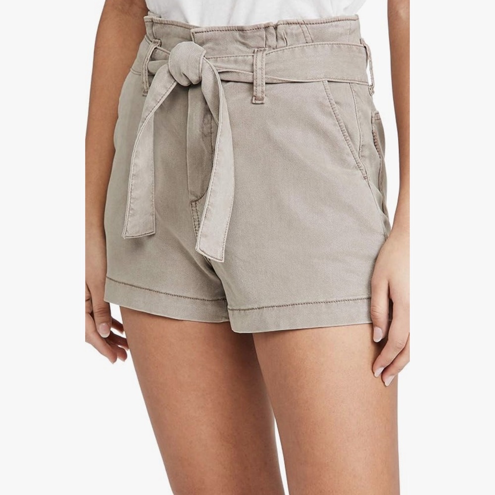 PAIGE High-Waisted  Vintage Taupe Moss Shorts size 25